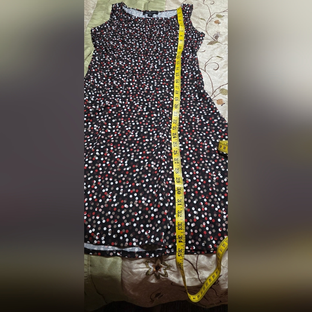 Perceptions Petite Small Sleeveless Fit & Flare Dress Black Multicolor Polka Dot - Picture 6 of 8